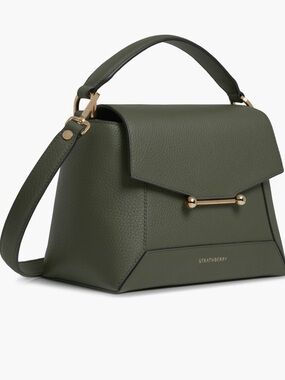 Strathberry Mosaic leather top handle bag Pine Green